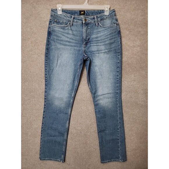 Lee Friction Resistant Jeans Womens 12 Long Blue Medium Wash Straight Leg NEW - Picture 1 of 10